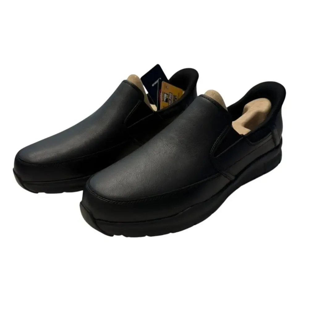 Skechers Men's Slip-ins Work Nampa - Broxtin Shoes in Black, Size 13